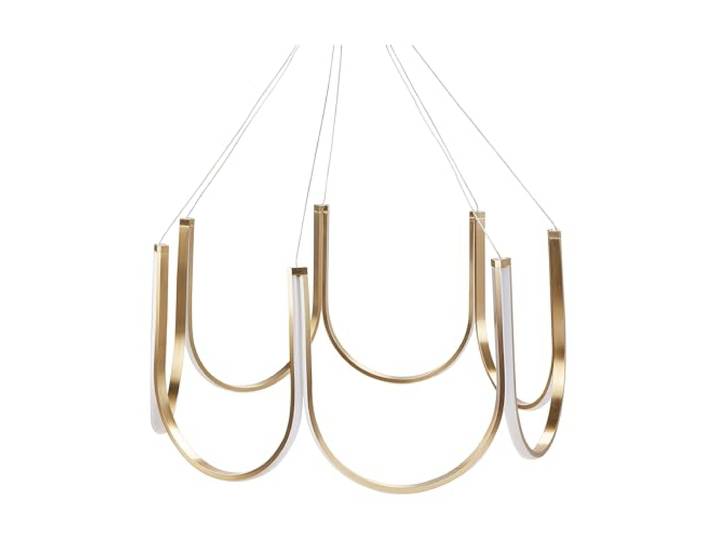 Beliani Lustre à LED Doré Aluminium Classique Lampe Suspendue Métal\, 1 Ampoules\, Blanc neutre\, IP 20\, Cordon 130 cm\, Poli