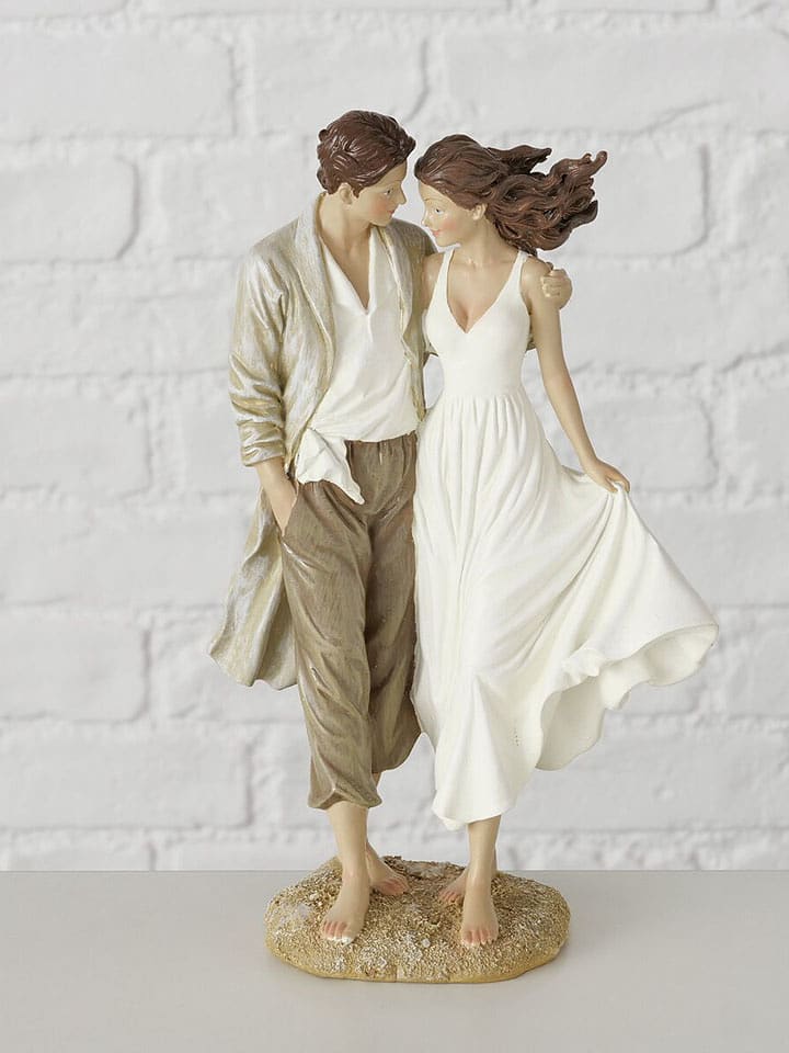 Boltze Dekofigur "Couple" in Beige/ Weiß - (H)25,5 cm - onesize