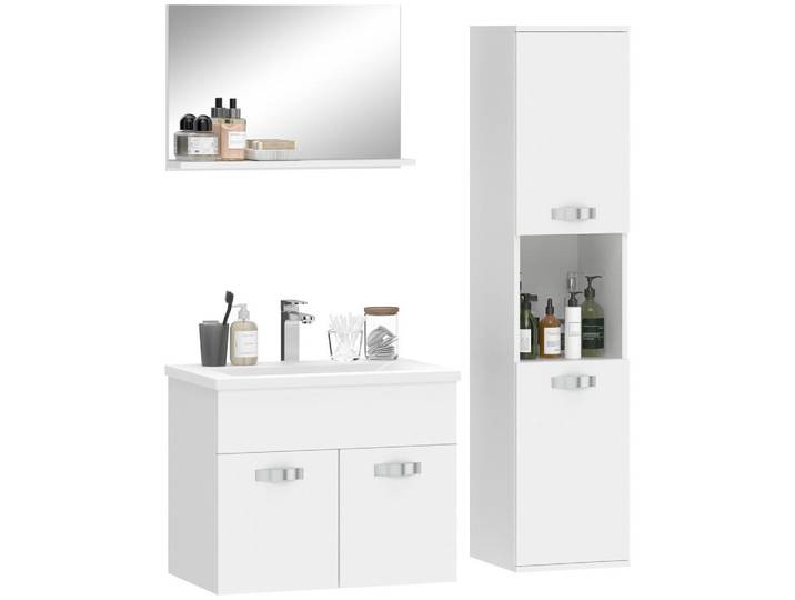 ComfortXL Badezimmer 4-teilig De-17357 Weiß, 30x131.5x30 cm, Badezimmer, Badmöbelsets & Badmöbelserien, Badmöbel-Sets