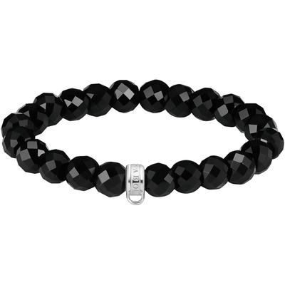 Armband THOMAS SABO "Charm-Armband Obsidian" Gr. 19, silber (silberfarben, schwarz, schwarz), Armbänder, Damen, 19, Silber 925 (recycelt), Armband, mit Obsidian