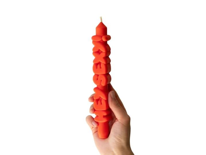 Kerze Taper candle HEY SEXY! Orange