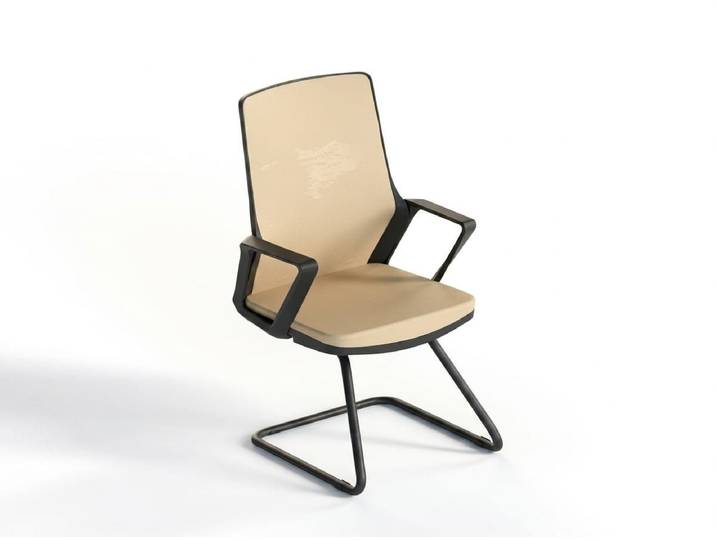 Xlmoebel Freischwinger Stuhl Beige Robust Metallgestell Modern Minimalistisch Konferenzstuhl