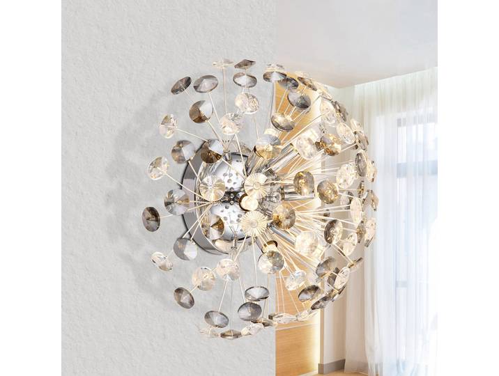 LED-Wandleuchte Katrina Ø 40cm Silber/Silber Glasart: Kristallglas Material: Glas, Metall Metallart: Chrom, Eisen Oberfläche Metall: Lackiert