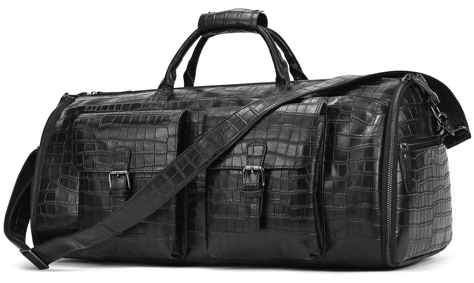 Herren Reisetasche - Echtleder Wochenendtasche mit Garment Bag und Schuhfach
