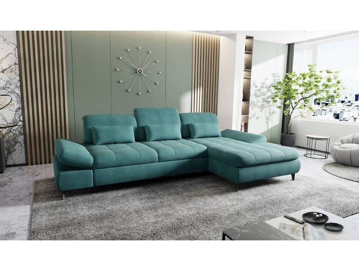 Hygger Möbelhaus Ecksofa Nola L-Form, Schlaffunktion & Bettkasten, Sitztiefenverstellung, B × T: 300 × 170 cm, Wellenunterfederung, kostenlose Lieferung inkl. Montage