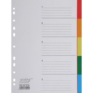 Quantus Register Kunststoff, A4, blanko, 5-teilig, vollfarbig