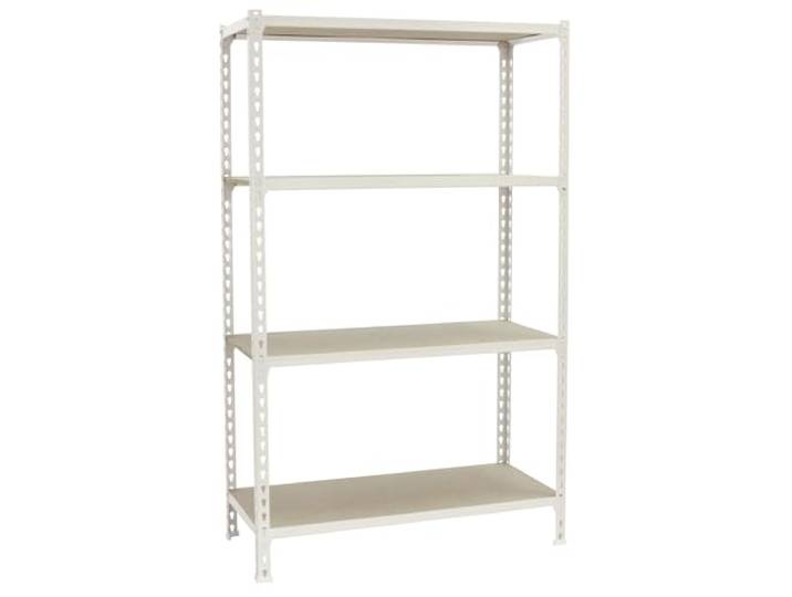 Simon Rack Metallregal 1500x1200x300 mm - Maderclick 4 Höhen, Holzablage, Biegepunkt 200 kg, Korrosionsschutzlackierung, Klicksystem-Montage, Weiss
