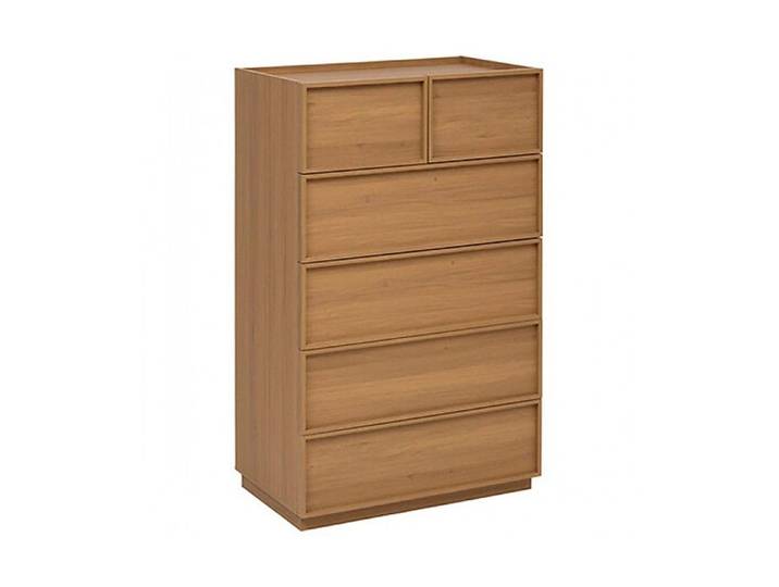 Commode meuble de rangement à 6 tiroirs coloris marron - Longueur 115 x Profondeur 48 x Hauteur 78 cm