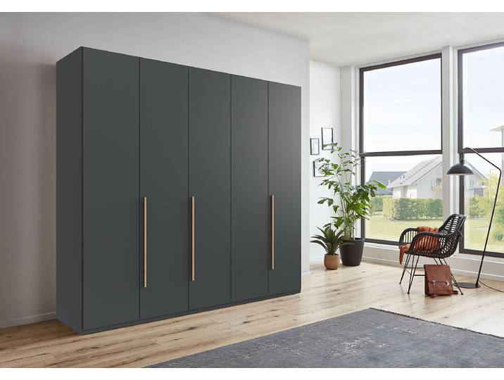 Drehtürenschrank London 225cm Grau/Graphit Comfort Braun