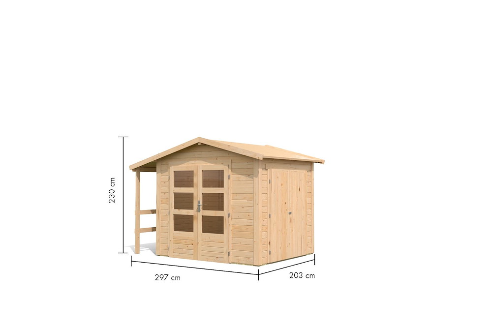 KARIBUHOLZT GH Multi SD natur 244x204x23 mit Schrank und Anbaudach 16954170