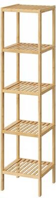 Garvee 5-Tier Bamboo Freestanding Storage Shelf Rack - Slim Open Floor Shelving for Bathroom, Kitchen, Pantry & Balcony