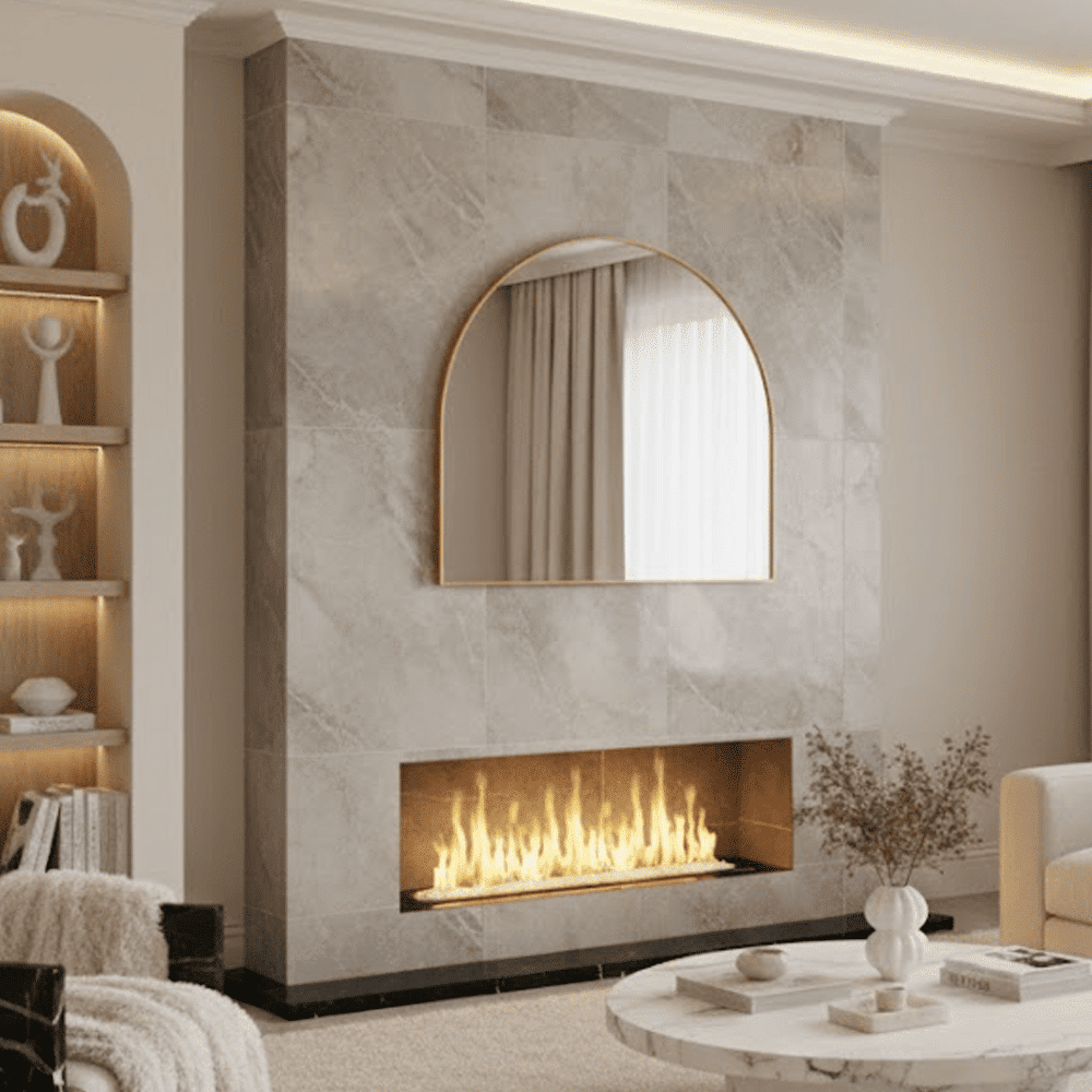 Arian Gold Large Overmantle Arched Mirror