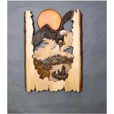 1 Stück Tierschnitzerei Kunsthandwerk Wandbehang Skulptur, Holz Waschbär Bär Hirsch handbemalte Dekoration, für Zuhause Wohnzimmer