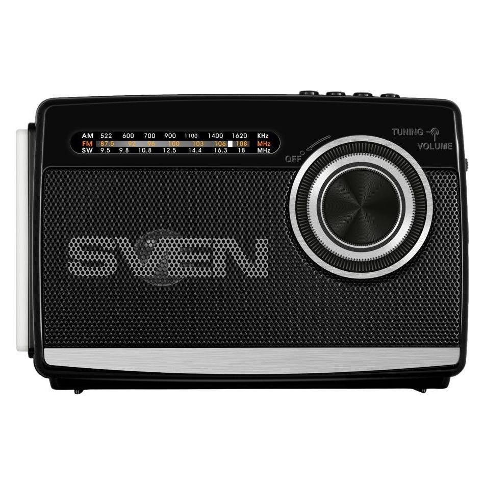 Sven Głośnik SRP-155 czarny (3W, Bluetooth, FM/AM/SW, USB, microSD, latarka, bateria) (AM, FM, Bluetooth) (SVEN)