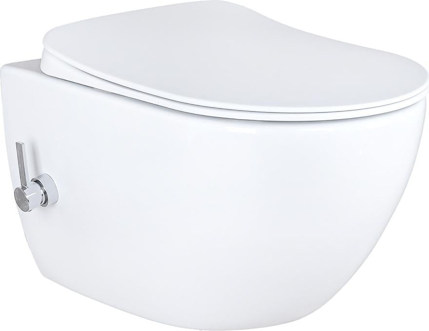 Creavit Design RimOff hangtoilet wit met taharet-, bidet- en douchefunctie en geïntegreerde warmwater- en koudwatermengkraan