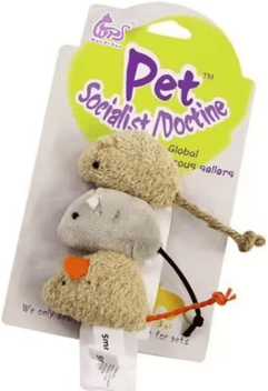 Inspire Curations Plush Mouse Hunt Interactive Cat Toy Set For Indoor Cats 3pcs