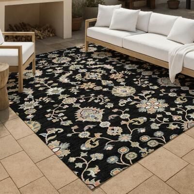 Addison Rugs Machine Washable Indoor/ Outdoor Traditional Basalt Chantille Rug