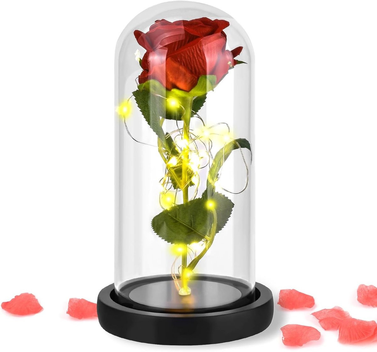 Eternal Rose in Glazen Kooi - Kunstbloem Cadeau voor Verjaardagen en Bruiloften