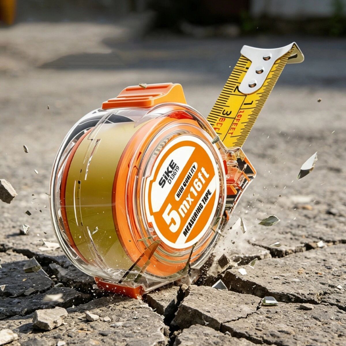 INF Mètre ruban pouce - 7.5x25 mm Orange, boîtier PC + acier carbone, correction du point zéro et compensation du crochet