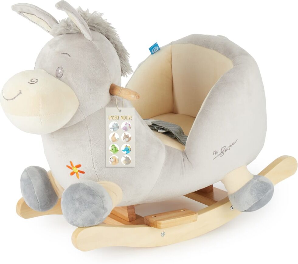Bieco Animal balancín de peluche burro con cinturón
