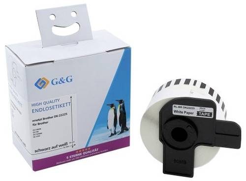 G&G Etiketten (Endlos) Kompatibel ersetzt Brother DK-22225 38mm x 30.48m Thermodirekt Papier Weiß 1 St. Permanent haftend