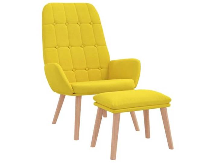 Makastle Relaxsessel mit Hocker Hellgelber Stoff