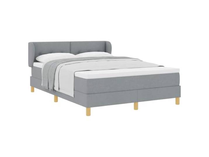 PUGYNBK Boxspringbett, hellgrau, 140 x 200 cm, Stoff Verstellbares Kopfteil, massives Kiefernholz, Taschenfederkernmatratze, Pfostenbeine