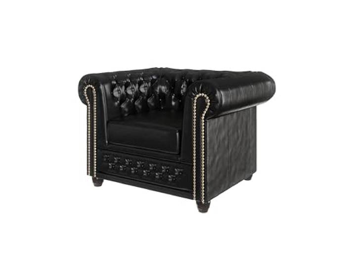 S-Style Möbel George Chesterfield-Sessel Für Wohnzimmer Loungesessel Aus Veganem Leder Clubsessel Relaxsessel Lesesessel Möbel Sofa Sessel & Stühle für Lounge Schwarz 94 x 86 x 72 cm
