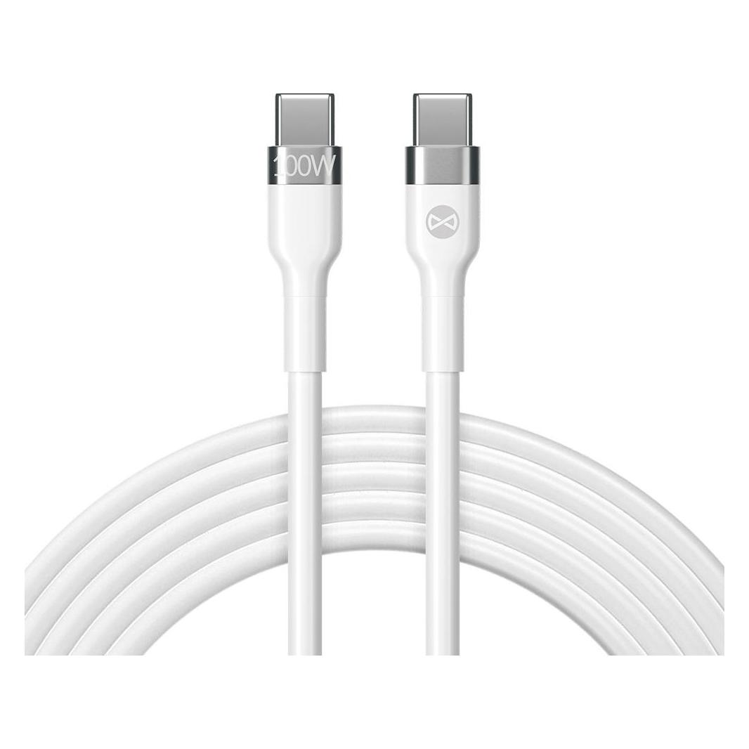 Forever Flexibles Kabel USB-C - USB-C 2,0 m 100W weiss (2 m, USB 2.0, 100 W) (GSM115430)