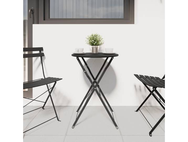(Summer sales 2025) Table bistrot pliante - GKK - Anthracite Ø50x71 cm - Desgin classique - Acier revêtu de poudre(20)