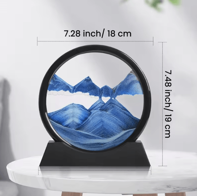 Inspire Curations 3D Moving Sand Art Picture Quicksand Hourglass Sandscape For Relaxing Home & Office Decor blue