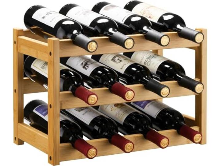 LIUCHUCHU Kreatives Weinregal Unabhängiger, bodenstehender 6-stöckiger Weinschrank mit Tischplatte, geeignet for Bars, Restaurants(Natural)