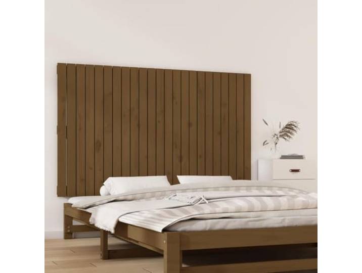 Holzbett Kopfteil aus massivem Kiefernholz in Honig braun, 147x3x90cm, für Wandmontage, bietet perfekte Rückenstütze beim Lesen oder Betrachten