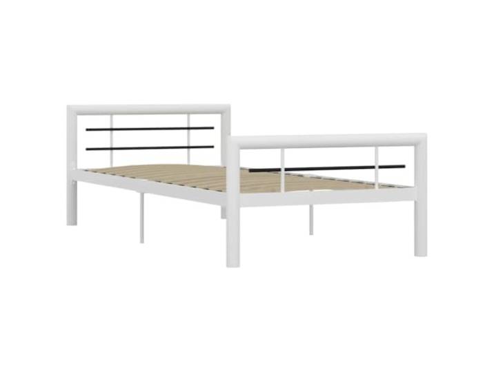 vidaXL Bettgestell Bett Metallbett Schlafzimmerbett Einzelbett Bettrahmen Schlafzimmermöbel Ehebett Lattenrost Weiß Schwarz Metall 100x200cm