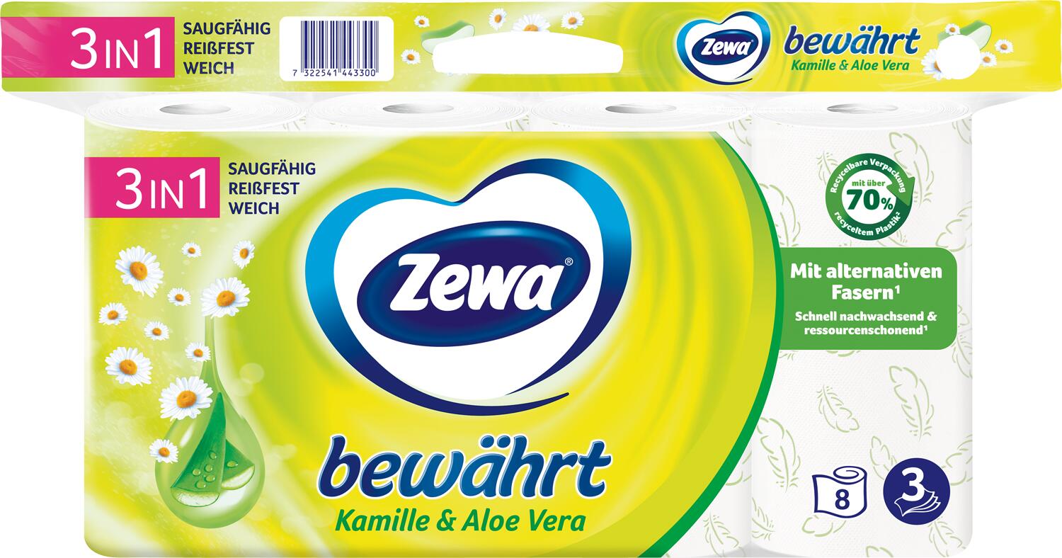 Zewa Toilettenpapier bewährt Kamille & Aloe Vera 3-lagig 38797