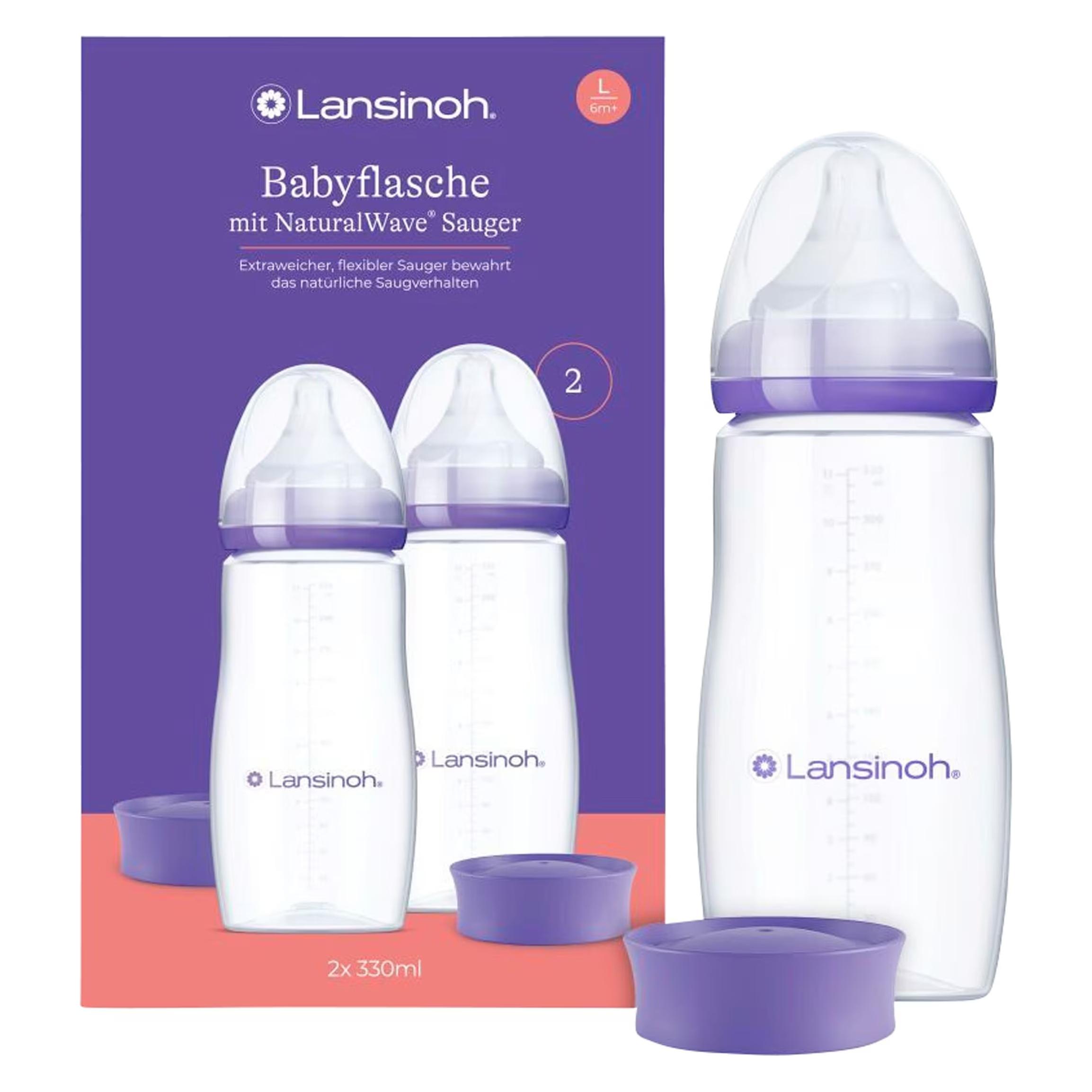 Lansinoh Babyflaschen mit NaturalWave Sauger L, 330 ml, 2 Stück (330 ml) (8400350-5060420236026)