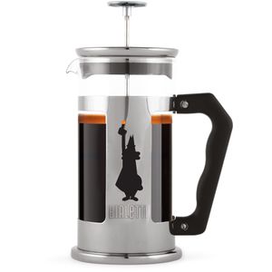 Bialetti Kaffeebereiter Preziosa 3160 silber, Glas, Edelstahl, French Press, 0,35 l / 3 Tassen
