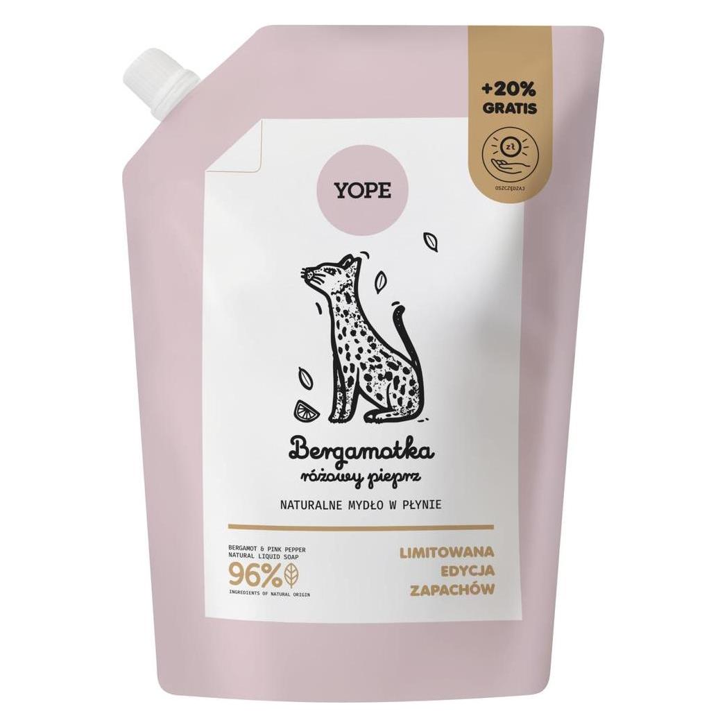 Yope Flüssigseifen-Nachfüllpackung Bergamotte & Rosa Pfeffer (Flüssigseife, Handseife Nachfüllpackung, 600 ml) (66616799)