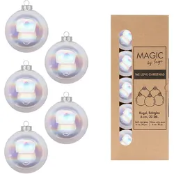 20 Weihnachtskugeln 6cm Glas Christbaumkugeln Weihnachtsbaumkugeln Set klar iris