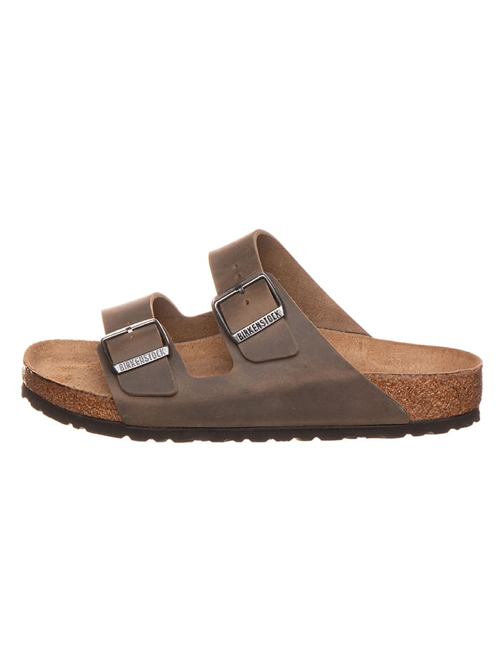 Birkenstock Leder-Pantoletten "Arizona" in Khaki - 37