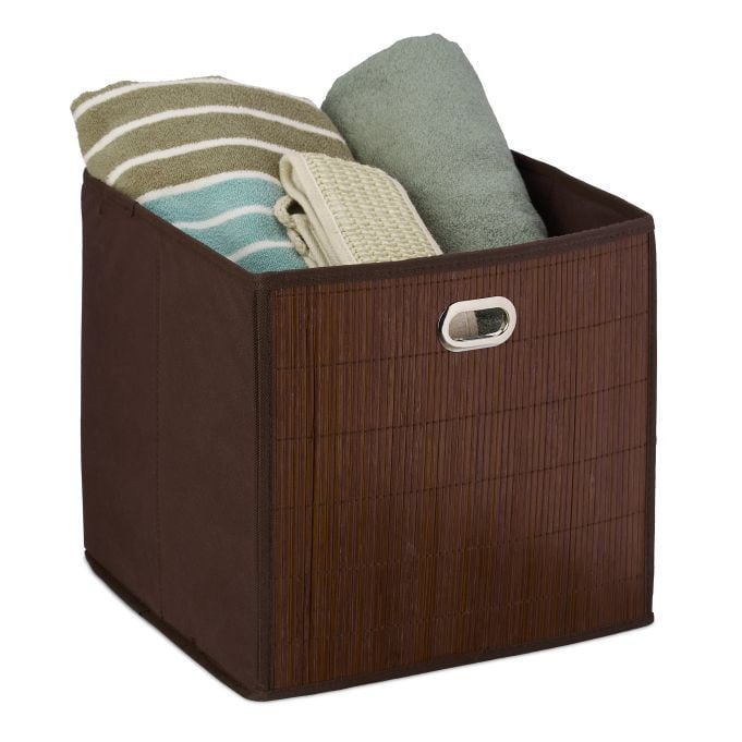Relaxdays Set van 2 Opbergmanden van Bamboe met Handvatten, Bruin