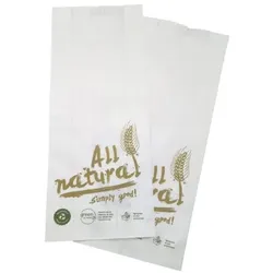 1000 Bäckerfaltenbeutel 419 12+5x28 cm Kraftpapier weiß Motiv „All Natural“