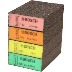 Bosch Professional Zubehör, Schleifmittel, EXPERT S471 Standard-Schleifblock, 26x69x97mm, grob/mittel/fein/superfein, 20St. (Fein, Grob, Mittel, Superfein)
