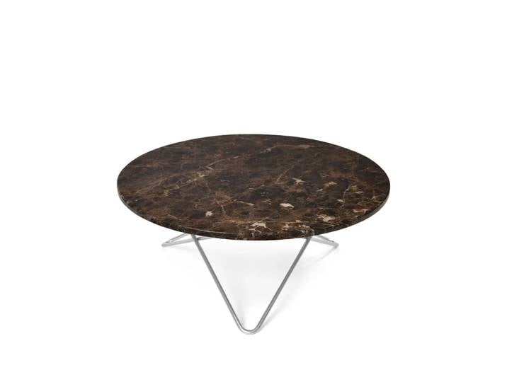 OX Denmarq O Table Couchtisch Marmor Braun, Edelstahlgestell