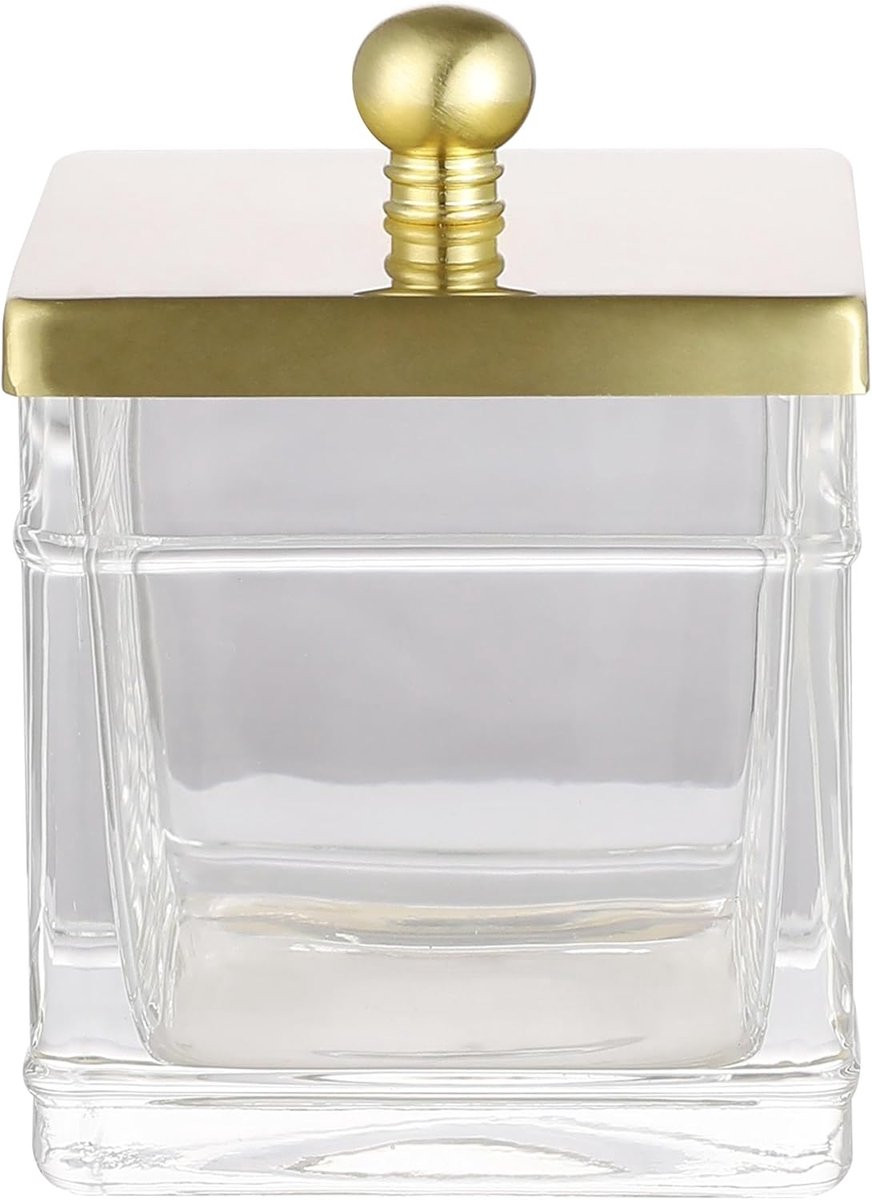 Glazen pot met geborstelde afwerking en gouden accenten voor decoratieve opslag, 52 kubieke inch