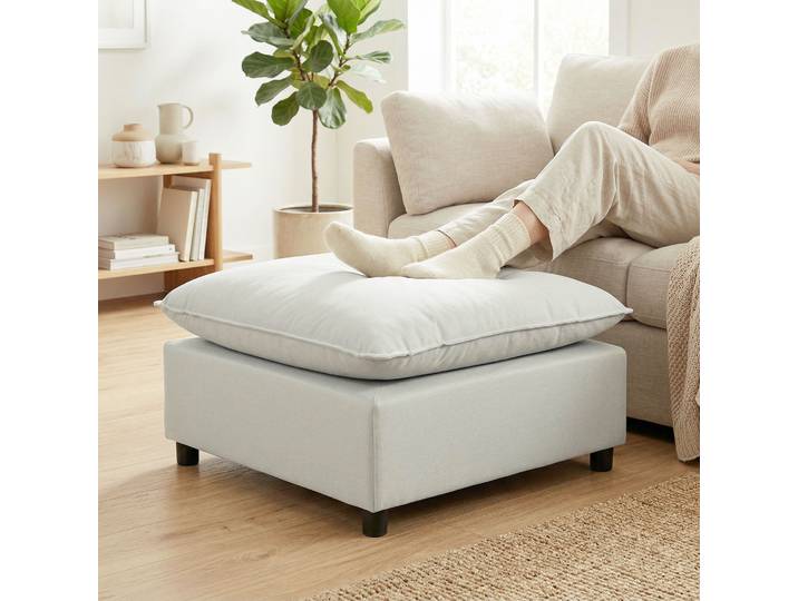 HOMCOM Ottoman Carré Pouf Salon 75x75x40 cm Gris