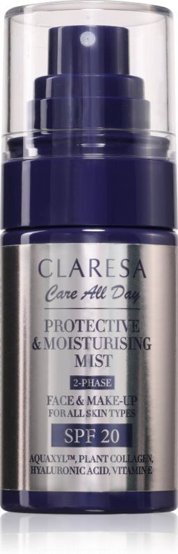 Claresa Care All Day Protective & Moisturising Mist Makeup Fixing Spray with moisturising effect SPF 20 50 ml