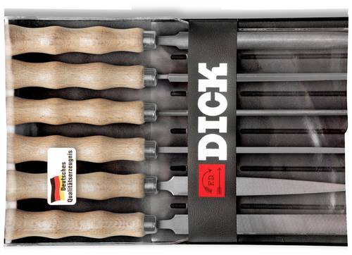Dick 11871020 Schlüsselfeilensatz 6-tlg. 100/2 in Tasche schwarz "DICK", mit 2K-Griff 85mm Länge 100mm 1 Set