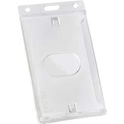 Ausweishüllen, Kartenhüllen, Scheckkartenformat, hoch, 2 Rundlöcher und 1 Langloch, Hartplastik, matt-transparent, Daumenloch