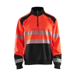 Warnschutz Zip-Sweatshirt "3556" - 4XL - rot/schwarz